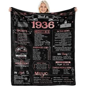 90th Birthday Gifts for Women - Back in 1936-90 Year Old Birthday Gift Ideas for Women Throw Blanket 60Lx50W