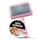 Tauro Pro Line Deshedding Slicker Brush for Dogs & Cats, Soft Pins for Gentle Dematting & Detangling, Grooming Tool for Long & Dense Coats, Ideal for German Shepherds, Non-Slip, Pink, Small Size (S)