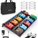 Vangoa Guitar Pedal Board with Built-in Power Supply, 21" x 14" Foldable Powered Pedal Board 9V/12V/18V Aluminium Alloy Folding Pedalboard for Guitar with Premium Carry Bag, SD-M
