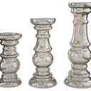Signature Design by Ashley Rosario Mercury 3 Piece Candle Holder Set, Silver Finish