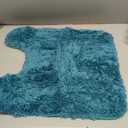 MIULEE Microfiber Toilet Bath Mat U-Shaped Contour Shaggy Bathroom Rugs Non Slip Extra Thick Soft Bath Rug Absorbent Water for Bathroom Commode Machine Washable(20x20 Inch, Teal)