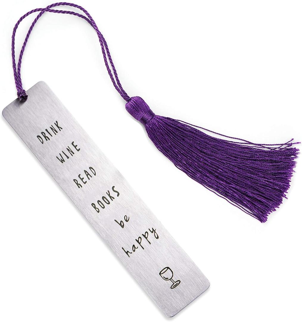 Melix Home Fell Asleep Here Just One More Chapter Bookmark Girlfriend Stocking Stuffer Wine Club Wine Gift (Drink Wine Read Books Be Happy) (Drink Wine Read Books Be Happy)
