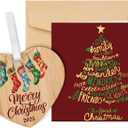Funnli Christmas Card Ornaments for Women Men, Christmas Greeting Card 2025 with Envelopes, Xmas Card Gifts for Mom Dad Friends with Red and Tree Decoration