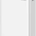 SONGMICS Trash Can, 2 x 8 Gallon (2 x 30 L) Dual-Compartment Garbage Can with Soft-Close Lid, Pedal and Inner Buckets, Stainless Steel, Includes 15 Liner Bags, Matte White ULTB741W01