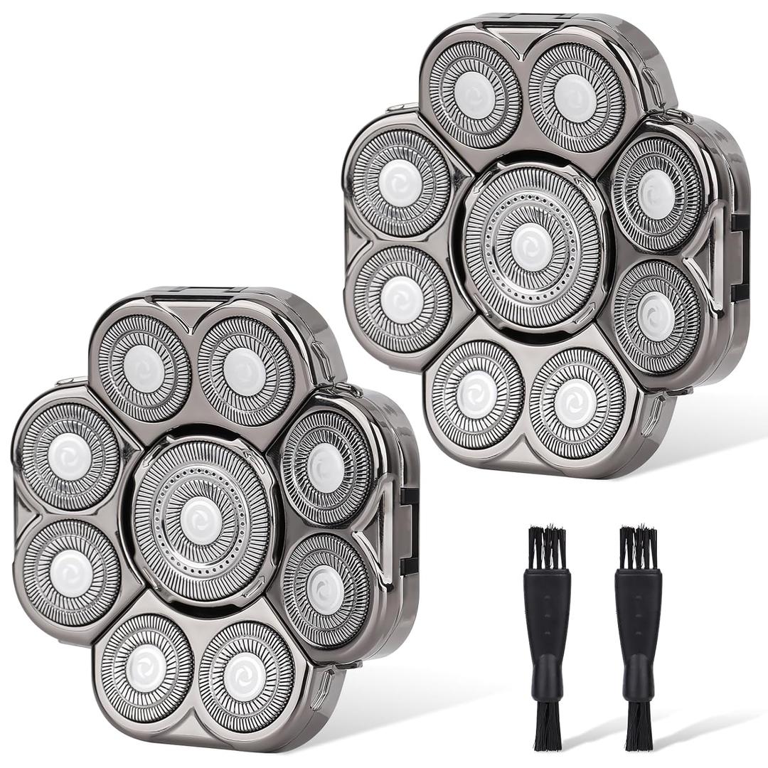 9 Blades Head Shaver Men's Electric 9D Shaver Replacement Heads Universal Replacement Blade Head Electric Razor for Men,2 Pack
