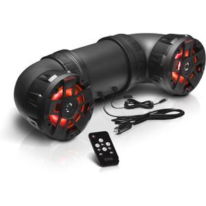 BOSS Audio Systems ATV8BRGB ATV UTV Sound System - 8 Inch Speakers, 1.5 Inch Tweeters, Full Range, IPX5 Weatherproof, Bluetooth, Built-in Amplifier, Multi-Color Illumination, Golf Cart Compatible