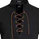 JEMITOP Men's Pure Cotton Retro Lace Up Shirts for Renaissance Pirate Medieval Viking (Black, XL)