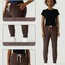 Women's Moisture Wicking Jogger Pants for Fitness, Drawstring Waist, Side Pockets, Soft Breathable for Running, Casual Sports (Brown, XS)