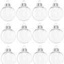 12pcs Clear Plastic Fillable Ornament Balls, Transparent DIY Craft Ball, Christmas Ornaments Round Balls, Hanging Christmas Tree Decorations Indoor Home Decor Supplies (2.36 inch/60mm)