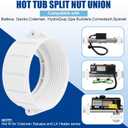 2" Spa Hot Tub Heater Split Nut Unions with Screw and Heater Gasket, White Spa Heater Split Nut Replacement for Balboa Gecko (Actual Size 3 Inch, Split Nut for 2 Inch Heater Assemblies) - 2 Pcs