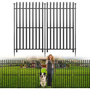 10 Panels No Dig Decorative Garden Fence with Gate, 40in(H)  22ft(L) Heavy-Duty Rustproof Metal Panels, Outdoor Dog Barrier for Yard & Patio, Landscape, Border| Portable Temporary Fencing