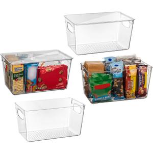 ClearSpace Plastic Pantry Organization and Storage Bins with Lids  Perfect Kitchen Organization or Kitchen Storage  Fridge Organizer, Refrigerator Organizer Bins, Cabinet Organizers (10"L x 6"W x 5"H)