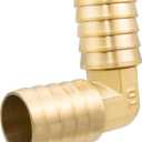 Yoebor Brass Hose Barb Fitting, 90 Degree Elbow, 1" Barbed x 1" Barbed (Pack of 2)