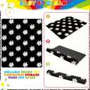 3.3x4 ft Daisy Flower Classroom Rug Daisies on Black Play Carpet Educational Area Rug Daisies Black Play Mat Non-Slip Flower Floor Mat for Teaching Playroom Nursery Daycare Bedroom Home Decor