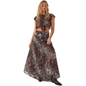 Nasty Gal Animal Burnout Ruffle Crop Top (10, Black)