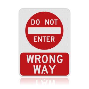 OLANZU 24 x 18 inch "Do Not Enter - Wrong Way" Metal Sign,60 mil High Intensity Prismatic Aluminum - Honeycomb Reflective Metal Do Not Enter Signs - Rust & Fade Resistant