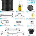 NEREUS String Light Hanging Kit with 250 Ft Vinyl Coated 304 Stainless Steel Cable, String Light Suspension Kit, Guide Wire with Turnbuckles and Hooks for Patio, Backyard Lighting Accessories