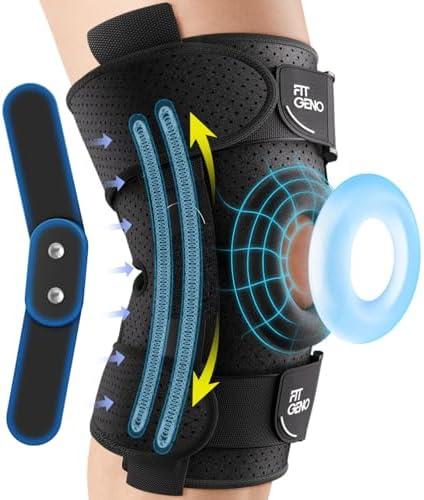 Fit Geno Hinged Knee Brace for Meniscus Tear: Adjustable Support for Knee Pain w/Built-in Side Stabilizers & Removable Metal Hinges for ACL MCL Injury or Surgery Recovery - Men and Women Size Plus