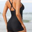 Talisea Women's One Piece Swimsuit with Shorts Boyshorts Boyleg 2025 Cutout Bathing Suit Criss Cross Swimwear, L