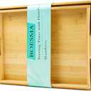 Set of 2 Bamboo Serving Trays with Handles, Wooden Breakfast Trays