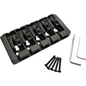 Guyker 5 String Bass Bridge with Locking Zinc Saddles Dual Load Type A Bridges String Space 19mm Replacement for Jazz Bass or Precision Electric Instruments (Black)