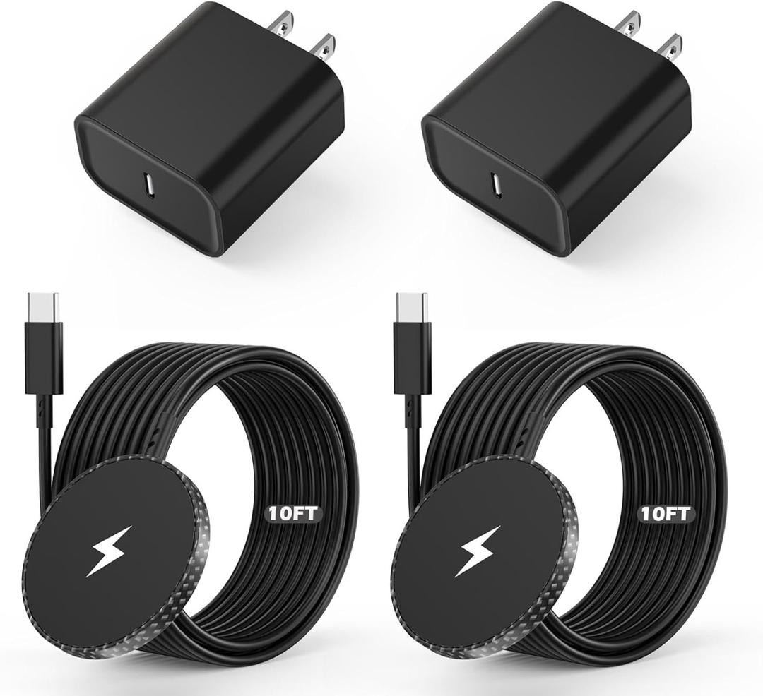 10FT Magnetic iPhone Charger[Apple MFi Certified], Apple Magsafe Wireless Charger,2Pack Magnetic Wireless Charging Pad with USB-C Charging Block for iPhone 17/17Pro/16ProMax/15/14/13/12 Series,AirPods