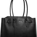 LOVEVOOK Laptop Tote Bag for Women, 15.6 Inch Waterproof Leather Computer Work Purse with Zipper for Teacher & Travel (Black)