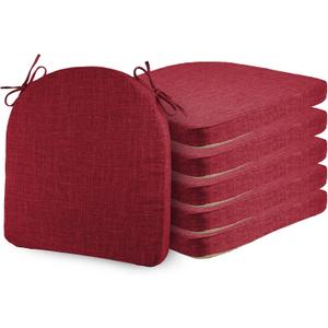 ELFJOY 6 Pack Chair Cushions for Dining Chairs with Ties Red 17"x17", 17x17x2 Inch