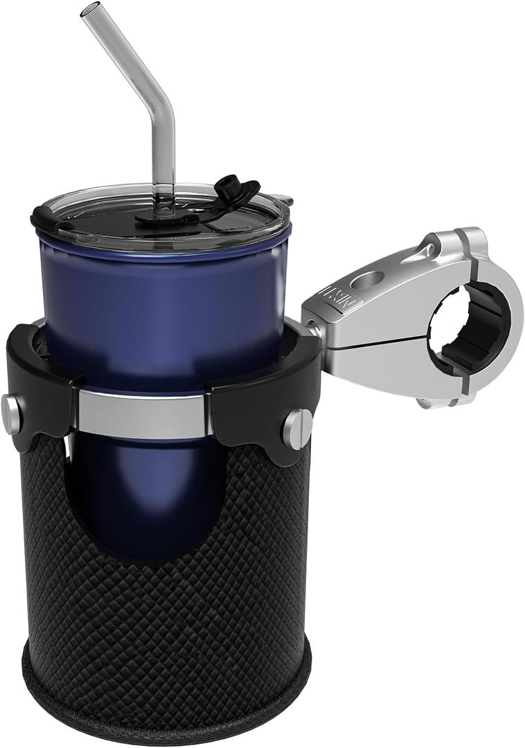 LEXIN LX-C3 Motorcycle Cup Holder with 360swivel ball-Mount, Large Boat Drink Holder with Basket, Metal Handlebar Mount for Motorcycle Passenger/ATV/Scotter/Harley, Fits Handlebar 7/8'' to 1 1/4''