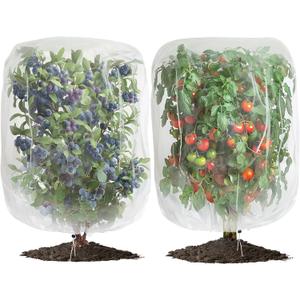 2 PCS Large Fruits Tree Netting Cover for Garden, 6.6 x 8.2 ft Insect Bird Barrier Deer Netting Cover Bag with Drawstring Garden Plant Netting for Tomato Blueberry Bush Netting Covers (Clear)