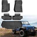 for 2007-2018 Jeep Wrangler JK 2 Door Floor Mats & Cargo Liner All Weather TPE Rubber Mats Accessories Black (for 2007-2018 Jeep Wrangler JK 2 Door)