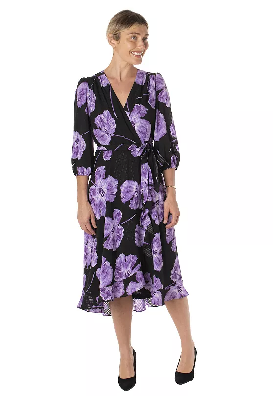Women's Maison Tara Floral Box Print Midi Dress, Size 6 