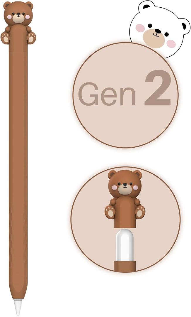 NIUTRENDZ Cute Cow Apple Pencil Case for Apple Pencil 2nd Generation Case Silicone Protective Cover Sleeve Skin Accessories (Brown, Apple Pencil 2nd Generation)