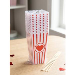 Plastic Popcorn Containers Red & White Striped Retro Style Reusable Popcorn Boxes for Movie Night 12 Pack