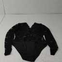 Everbellus Sexy Lace Body Suits for Women Long Sleeve Deep V Lingerie Top Date Night Clubwear, M