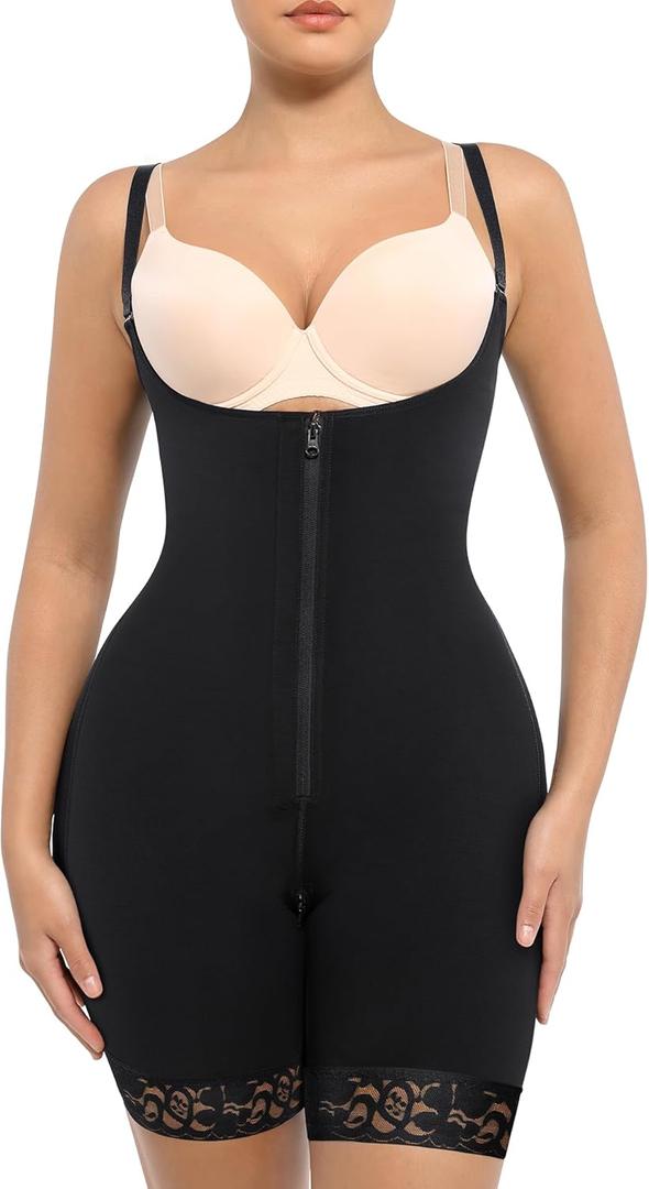 FeelinGirl Shapewear for Women Open Bust Bodysuit Butt Lifter Body Shaper Tummy Control Shapewear (XL, Black)