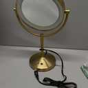 Conair Lighted Makeup Mirror, Double-Sided LED Vanity Mirror with 1X/10X Magnification, 3 Light Settings, 3 Modes, 360 Rotation, Brushed Brass Finish