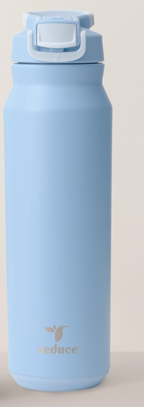 REDUCE 24 oz Hydrate Pro Stainless Steel Insulated Water Bottle - Flip Top Leak-Proof Lid, Dishwasher Safe, BPA-Free, Dual Wall Vacuum, Keeps Drinks Cold for 48 Hrs, Cup Holder Friendly - Blue