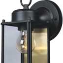 DESIGNERS FOUNTAIN Preston Outdoor Light Fixture, 8 Inch, Exterior Wall Mount Lantern Sconce, Clear Glass Porch Lights for Front Door, Patio, and House Garage, Black, 1161-BK (8 Inch H)
