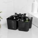 UUJOLY Plastic Portable Shower Caddy Basket Bucket, Cleaning Shower Basket with Handle Compartments Storage Basket Organizer for Bathroom Kitchen College Dorm Sink, Black