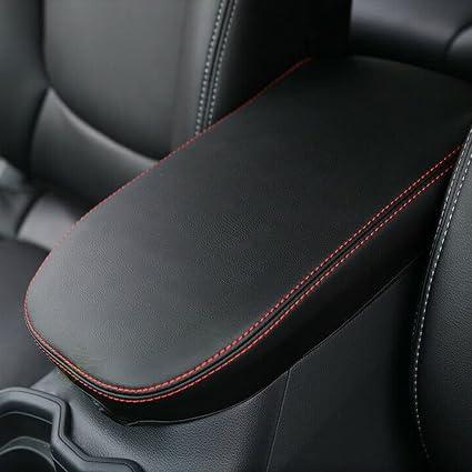INTGET for Toyota RAV4 Accessories 2025 2024 2023 2022 2021 2020 2019 and 2021-2024 RAV-4 Prime Center Console Cover Leather Armrest Middle Console Lid Cover Arm Rest Covering Car(Red)