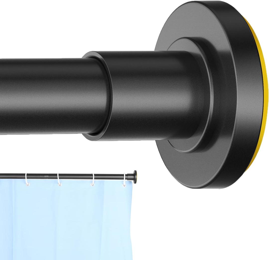 CorkLatta Black Shower Curtain Rod 31 to 80 Inch,1 Inch Diameter Adjustable Spring Tension Stainless Steel Telescoping Rod,  Easy Install, No Rust