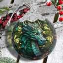 Awe-Inspiring Dragon Christmas Ornament - Stained Glass Hanging Decor for Tree, Gift Idea