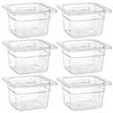 Bekith 6 Pack 1/6 Size Plastic Clear Food Pans with Lids for Kitchen Restaurant Food Prep, 4 Inches Deep