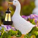 Nacome Solar Goose Outdoor Statues for Garden: Porch Decor with Warm Lantern Clearance for Outside Yard Art Lawn Ornaments Patio Balcony - Gifts for Grandma Mom Women