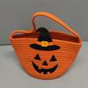 USIX Halloween Decor Basket, Halloween Candy Storage Server, Trick or Treat Woven Pumpkin Candy, Boo Spooky Baskets, Jack O Lantern Baskets for Candies Storage Gift Baskets (Orange)