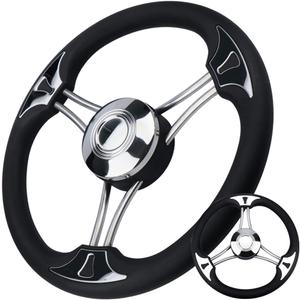 13.5" Boat Steering Wheel, Premium Stainless Steel Marine Steering Wheel with Anti-Slip Design, Universal Fit - Durable & Enhanced Control for Yachts, Bass and Pontoon Boats
