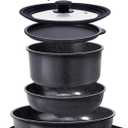 GiPP Ceramic Non Stick Pots and Pans Set,Nonstick Detachable Handle Cookware Sets,Healthy Non Toxic PFAS PFOA & PTFE Free, Dishwasher Oven Safe, Induction Kitchen Pot and Pan, 8 Piece Grey (Dark Gray)