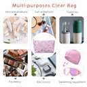 Large Waterproof Travel Sunscreen Makeup Bag with Bow Pattern,Aesthetic PVC Toiletry Bag,Coquette Beach Cosmetic Bag Organizer,Cute Preppy Travel Accessories Essentials for Women and Girls (Orange)