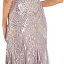R&M Richards Women's Geometric Beaded Formal Gown | Sleeveless Sweetheart Neckline Maxi Dress | Evening Cocktail Party Attire (Pink), Size 8